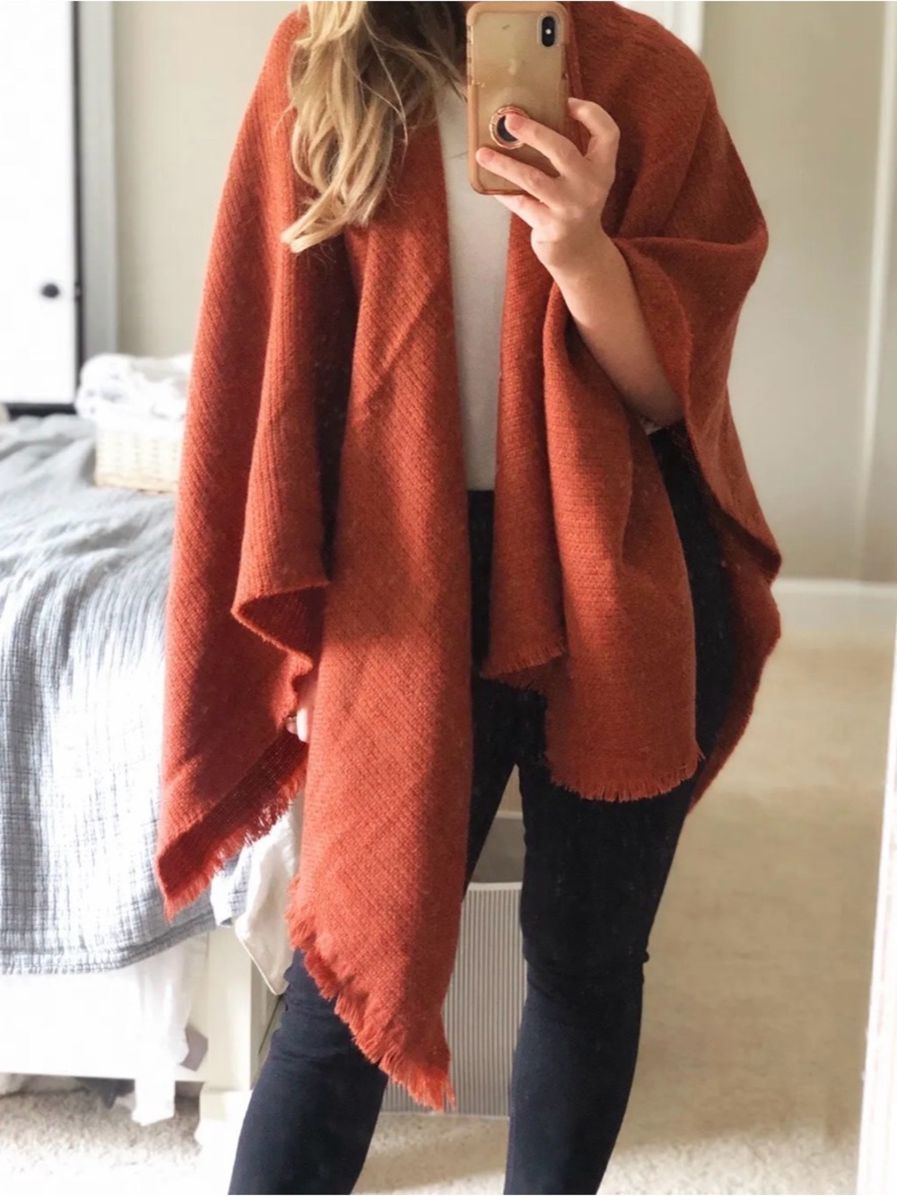Universal Threads Cozy Rust Orange Essential Ruana